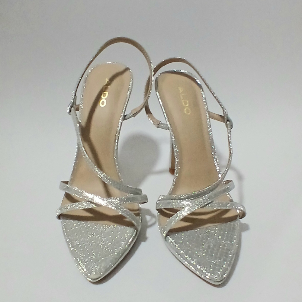 Aldo Silver Strappy Heels for Women
